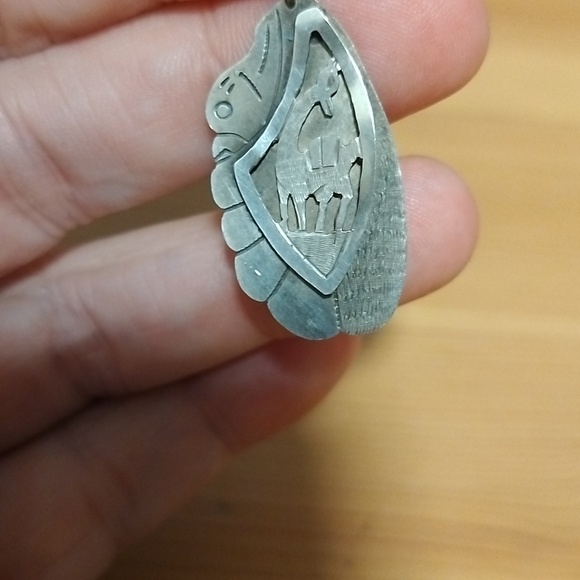 Rare Fine! Vintage Native American Alpaca 900 silver Dangle earrings signed - Picture 5 of 7